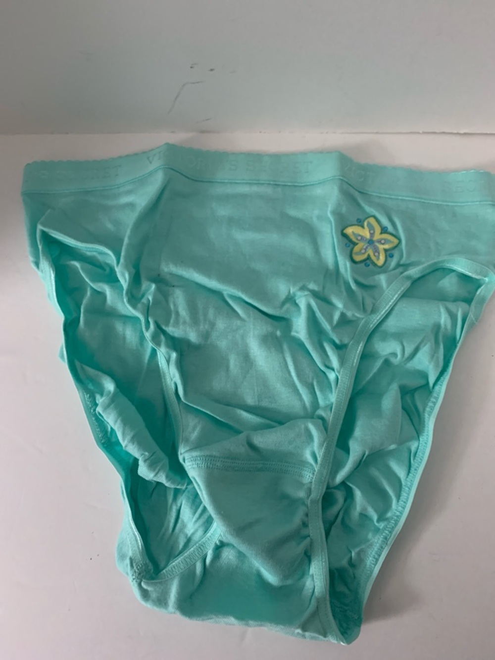 Victoria's Secret Aqua Bikini Briefs with Yellow Flower